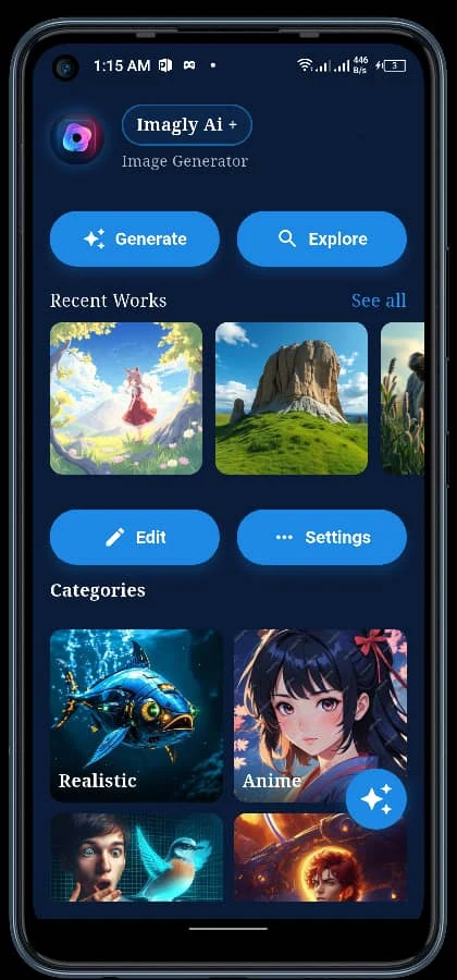 Imagly AI - AI Image Generator screenshot